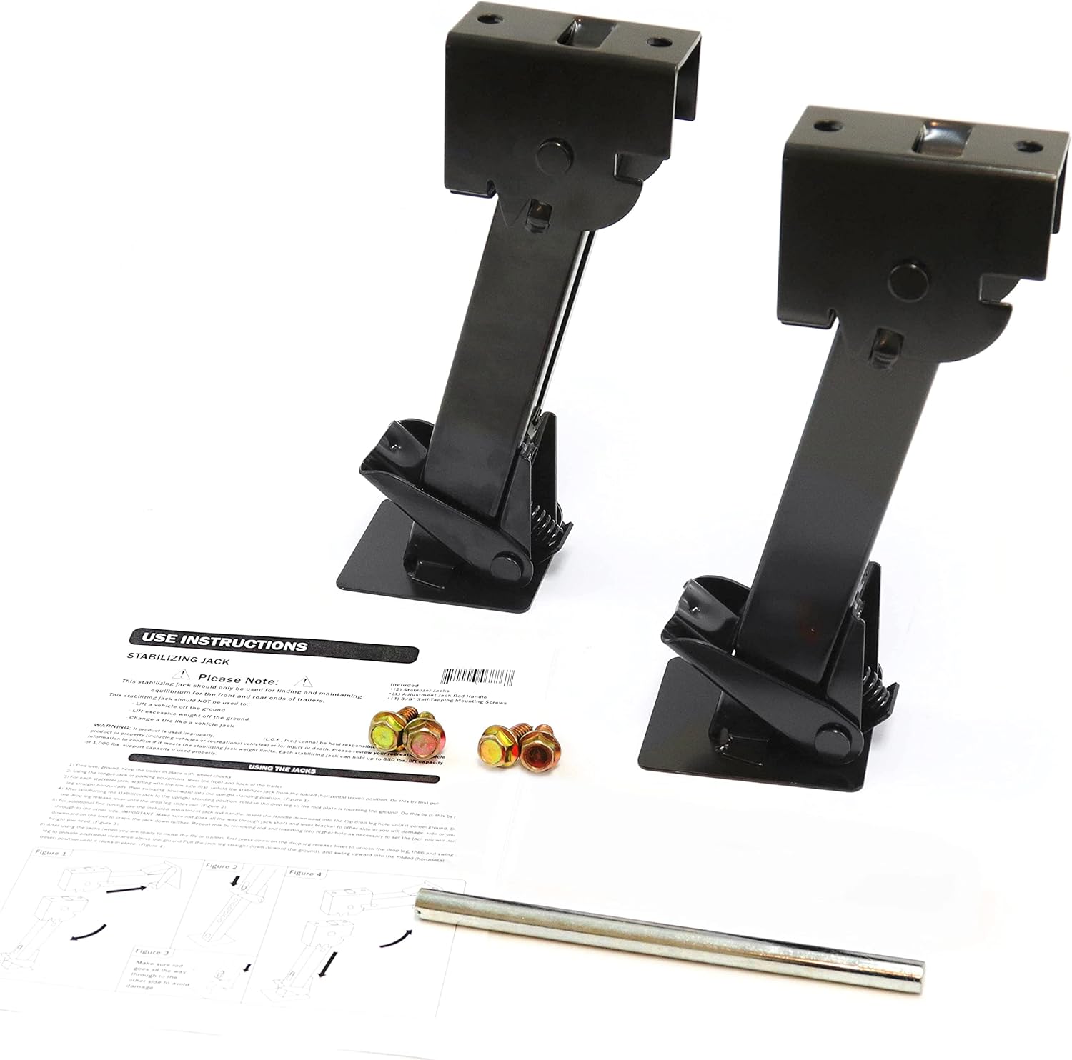 Red Hound Auto 4 Telescoping Folding Trailer Stabilizer Jacks Swing Down 1000 Lbs Support Capacity Each for RV Trailer Camper Includes Handle and