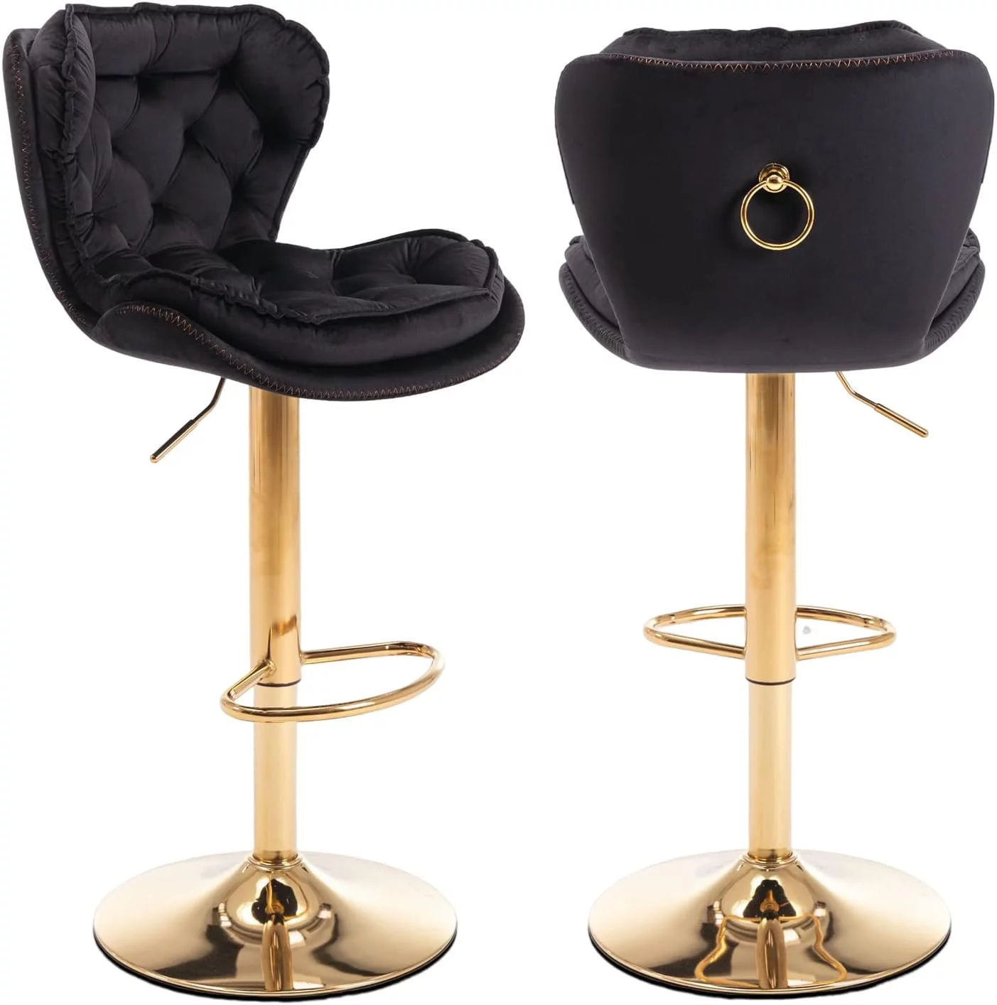 SZLIZCCC Modern Swivel Pub Height Barstool, Velvet High Dining Chair, Counter Stool for Bar(Set of 2 Black) - Radiant Selections