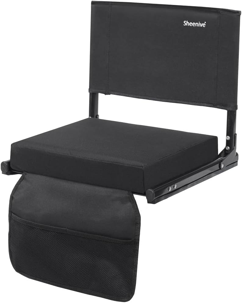 Sheenive Stadium Seats for Bleacher - Wide Padded Cushion Stadium Seats Chairs for Outdoor Bleachers with Leaning Back Support and Shoulder Strap