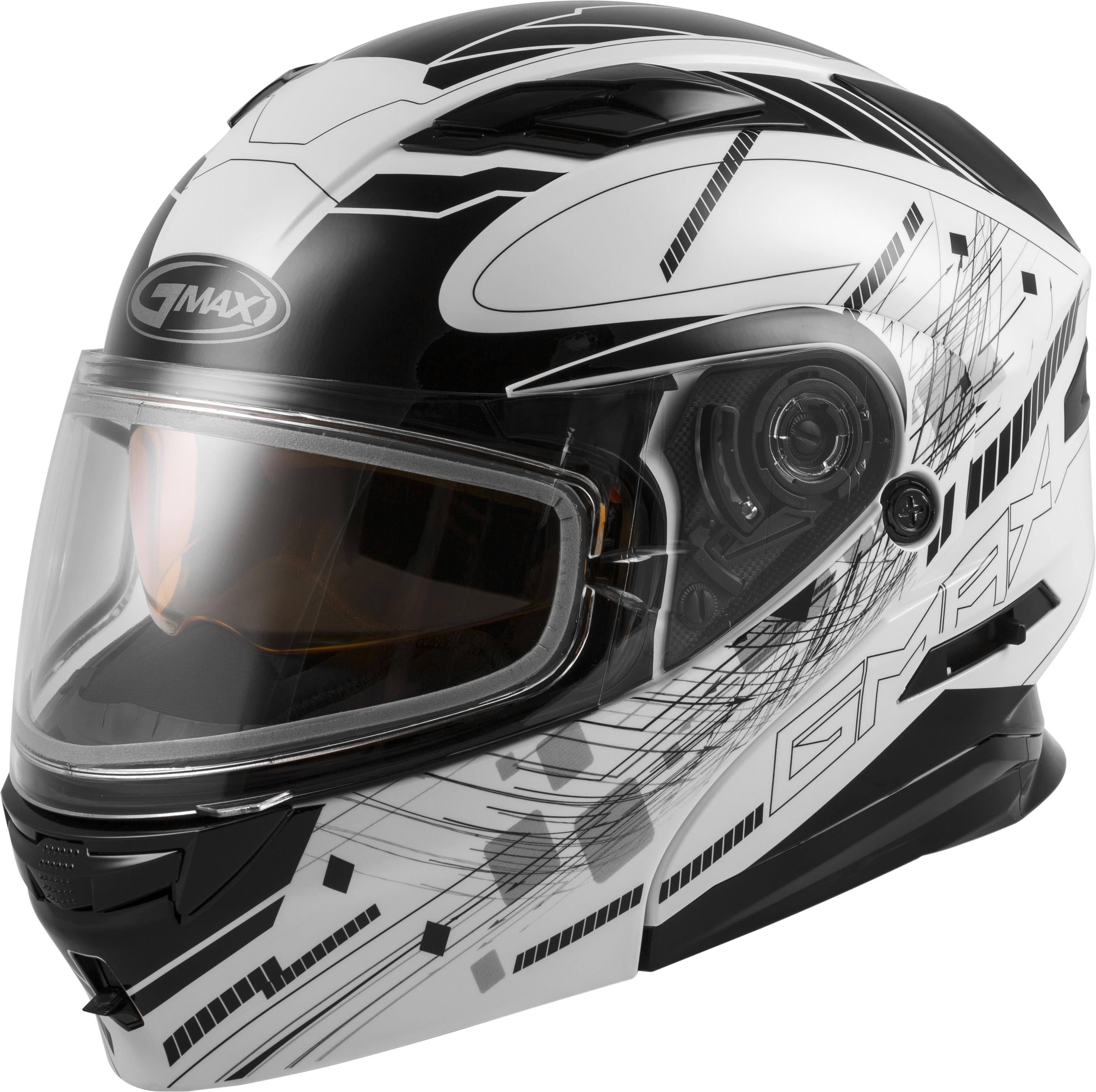 GMAX MD-01S Wired Modular Helmet - Black/White - Large