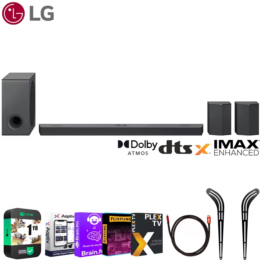 LG S95QR 9.1.5ch High Res Audio Sound Bar w/ Dolby Atmos & Surround Speakers Bundle with 1 YR CPS Enhanced Protection Pack, Soundbar Bracket Mount