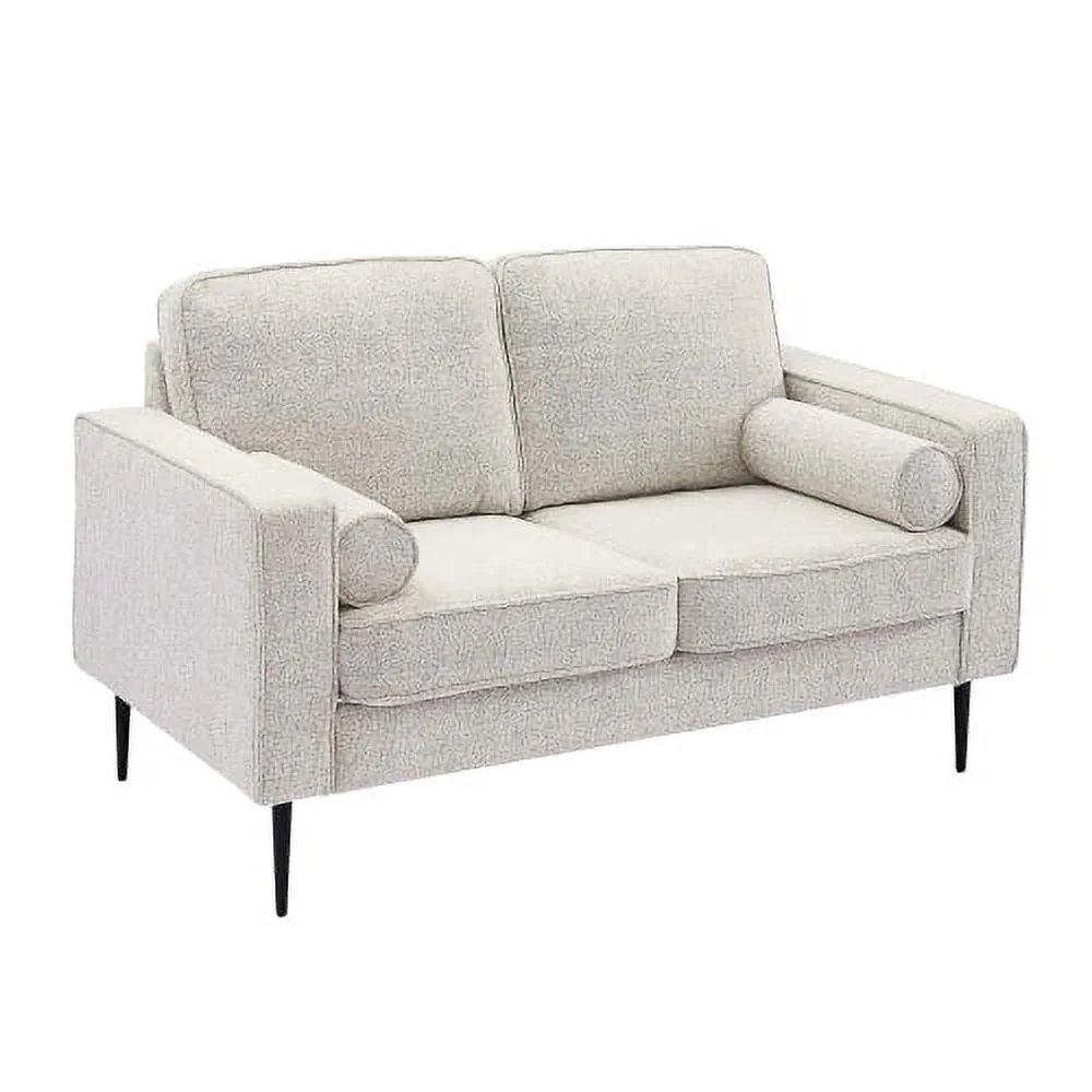 BSHTI Living Room Upholstered Sofa with high-tech Fabric Surface/ Chesterfield Tufted Fabric Sofa Couch, Large-White.