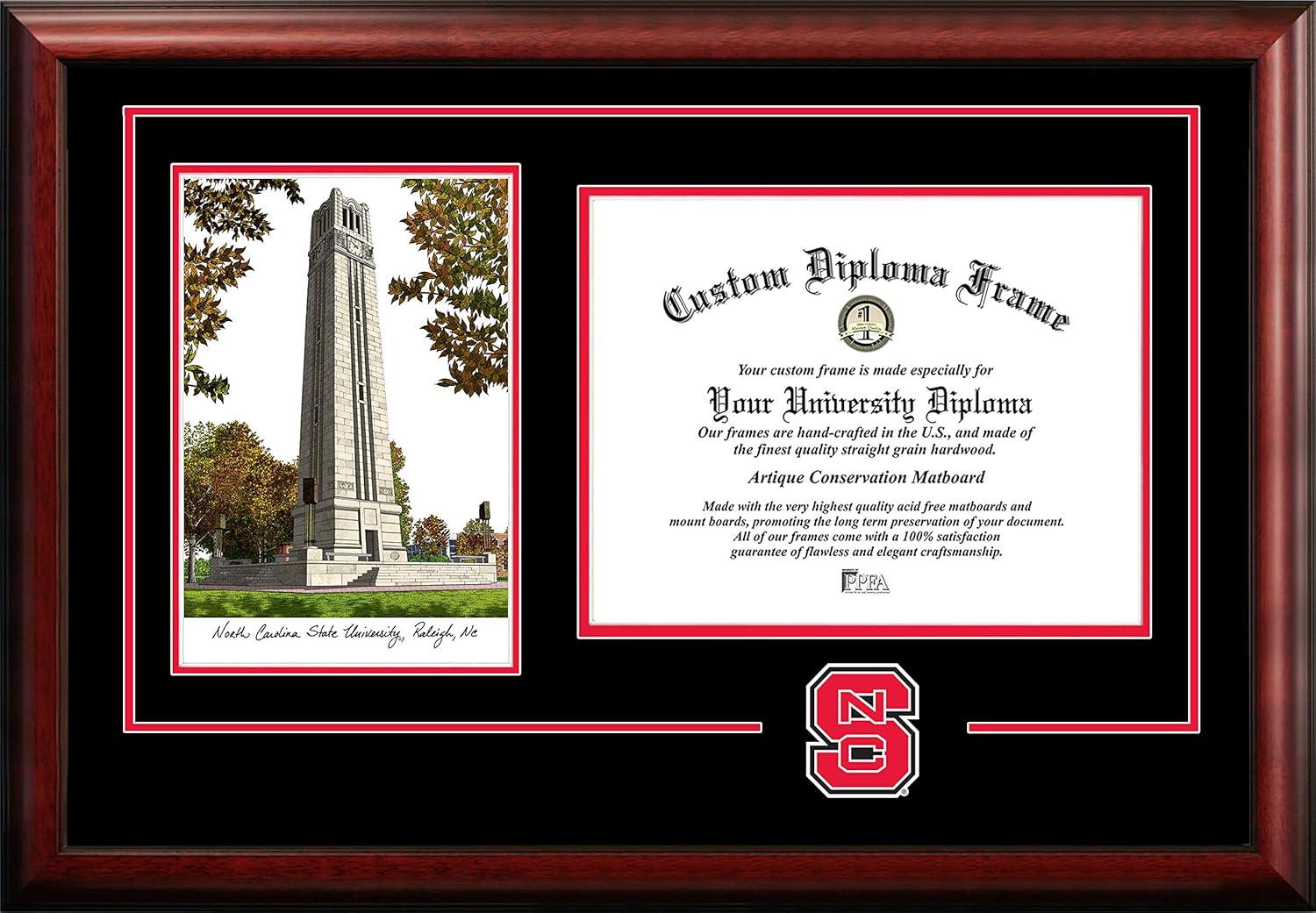 Campus Images NC992SG NC State Wolfpack Spirit Graduate Diploma Frame, 11 x 14