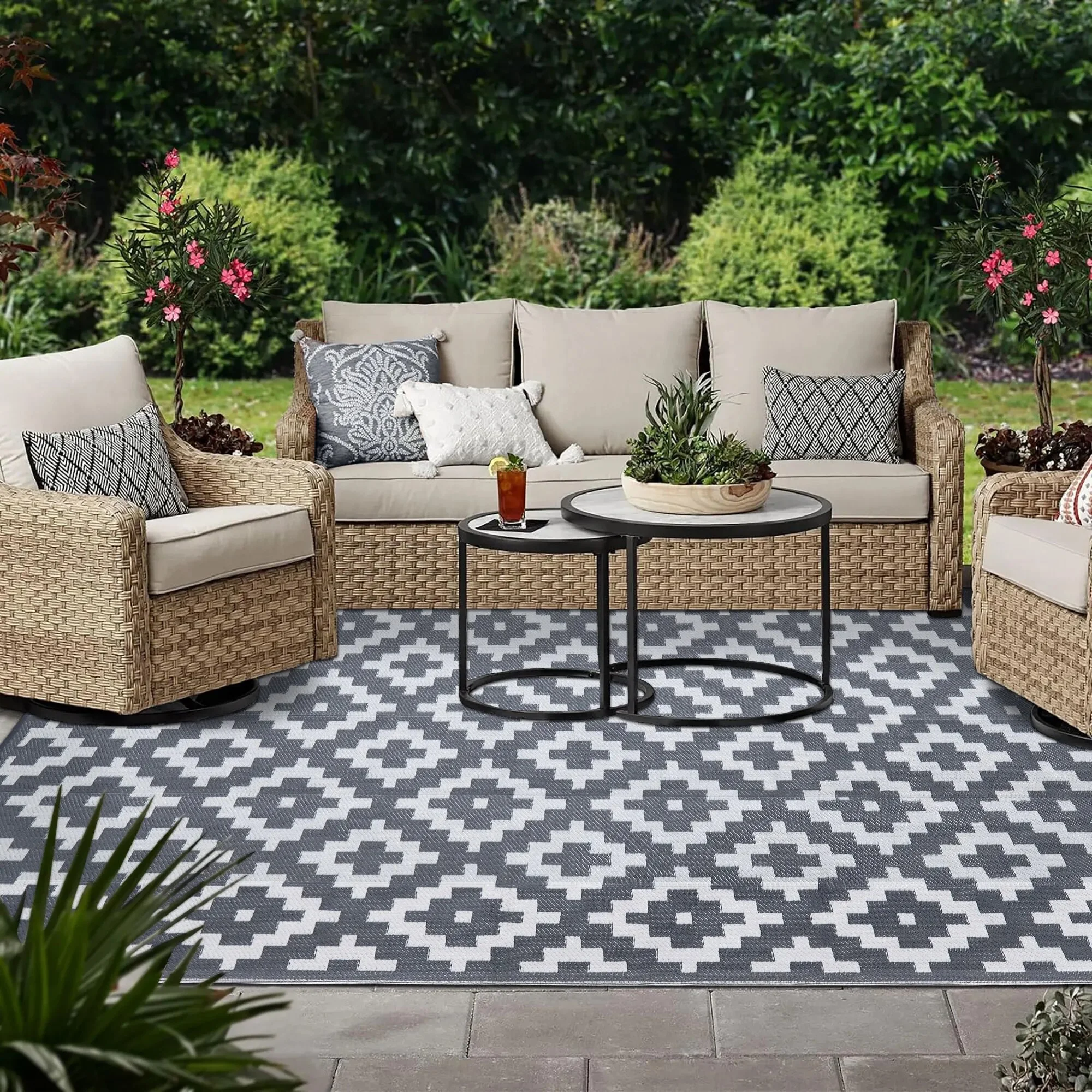 BERTHMEER Outdoor Rugs on Sale Clearance 6'x9' Waterproof Area Rugs Patio Rugs Plastic Straw Rugs Camping Rugs, Porch,Deck Rugs