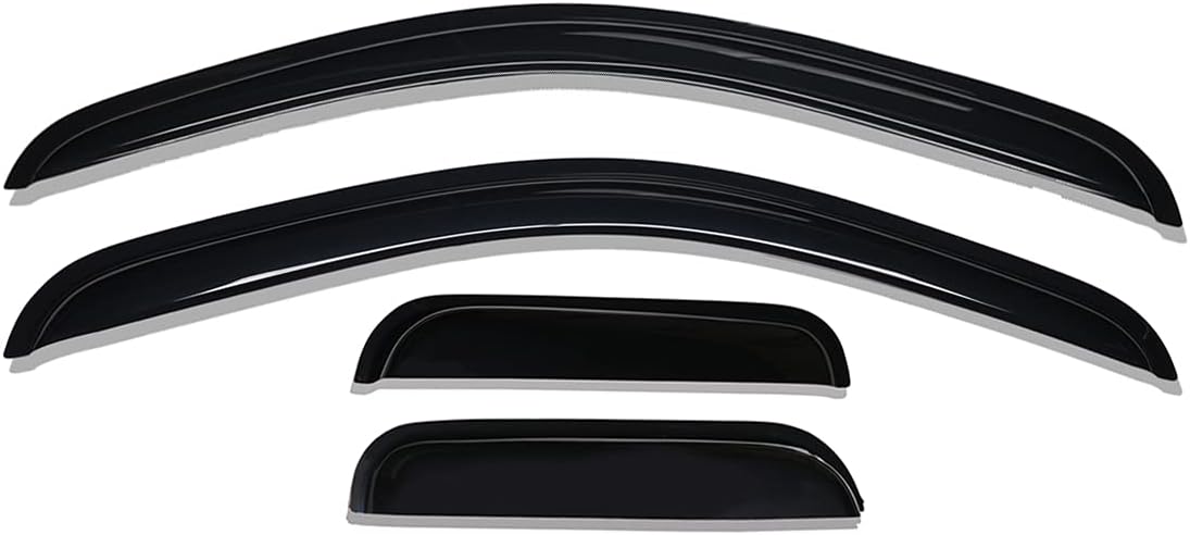 Lightronic WV94948 Tape-on Side Window Visor Deflector Rain Guard, Dark Smoke Shatterproof, 4 PCS Set for 1995-2004 Toyota Tacoma Access Cab Pack of 2
