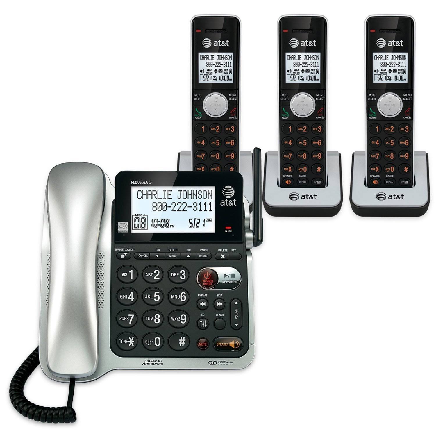 Atu0026t Cl84352 3 Handset Corded/Cordless Answering System with Caller ID/Call Waiting