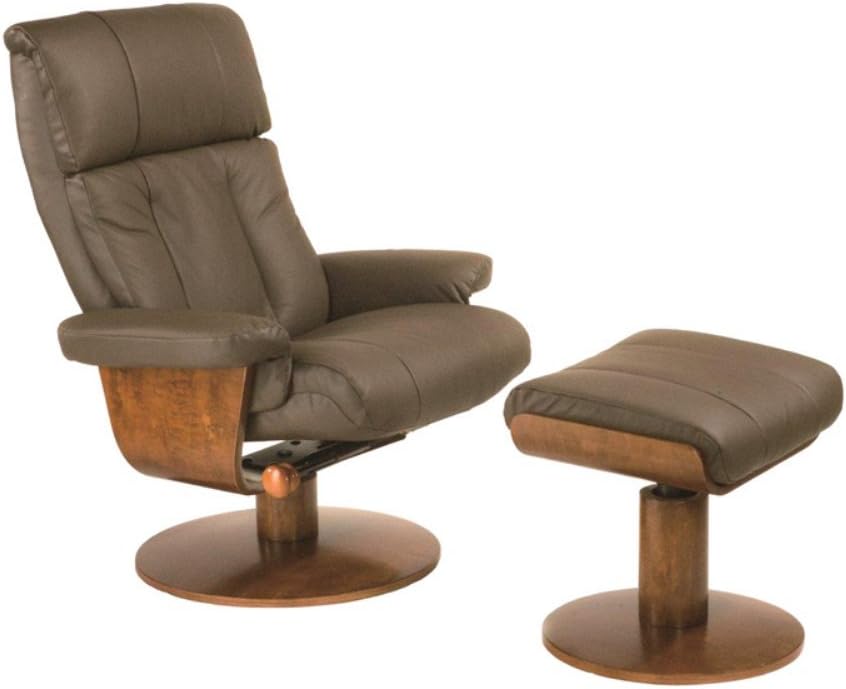 OSLO MAC Motion Collection Massaging Air Lumbar Top Grain Leather Swivel Recliner with Ottoman -