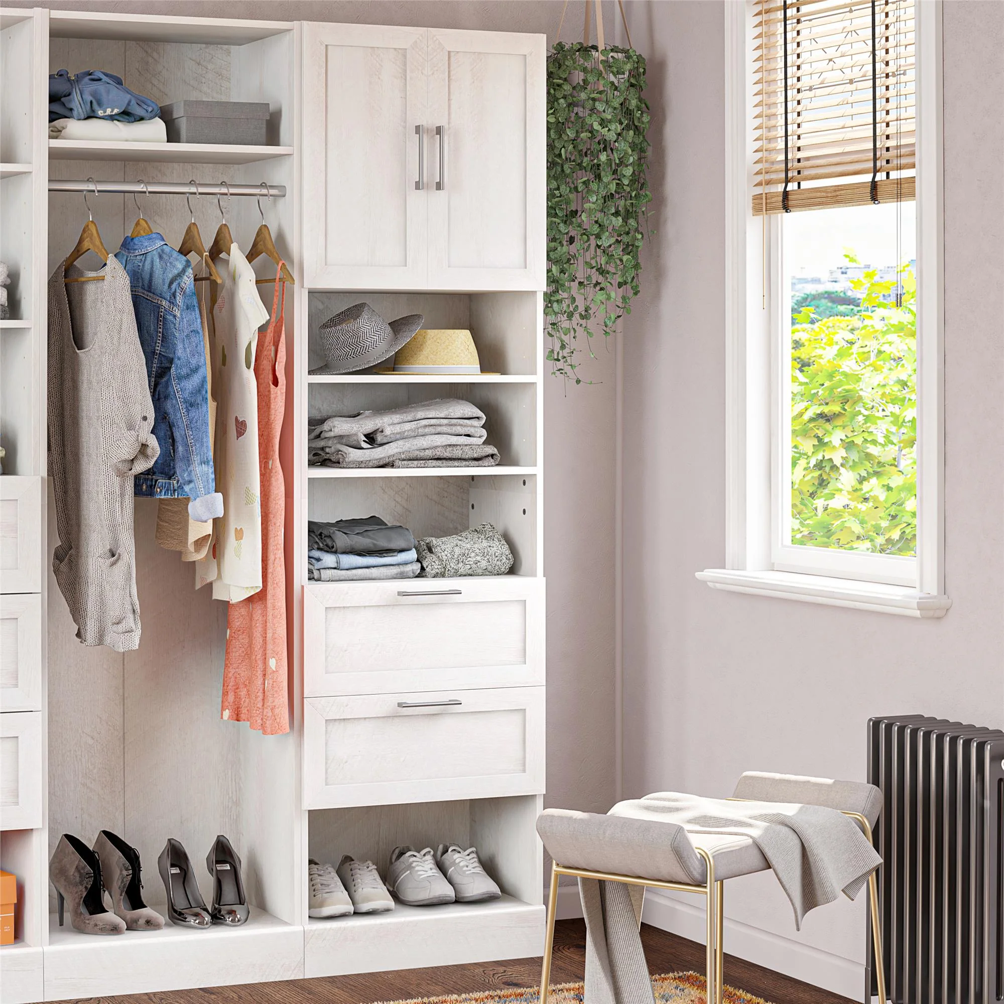 Systembuild Evolution Elba 2 Door 2 Drawer Modular Closet Unit, Ivory Oak