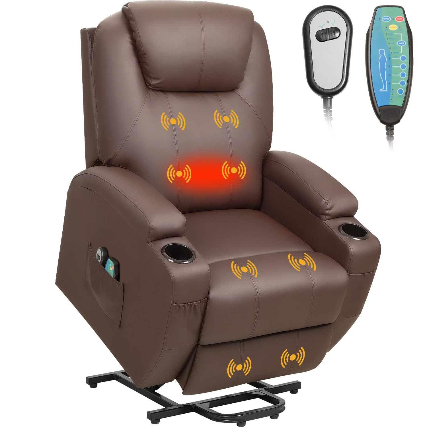 Homall Power Lift Recliner Chair PU Leather for Elderly with Massage and Heating Ergonomic, Black