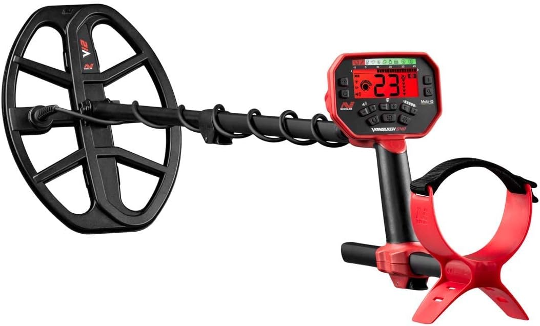 Minelab Vanquish 540 Multi-Frequency Pinpointing Metal Detector for Adults with Iron Bias & V12 12"x9" Double-D Waterproof Coil (4 Detect Modes