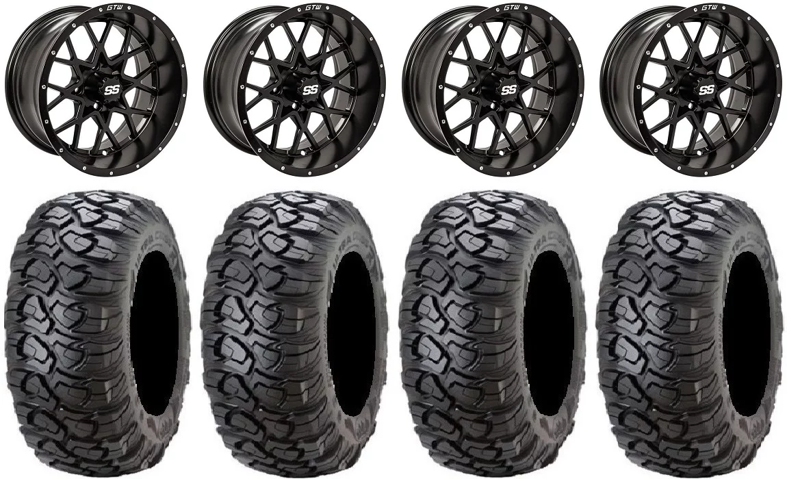 GTW Vortex 2 12" Golf Cart Wheels Black 23" Ultracross Tires Yamaha - Curated Treasures Market