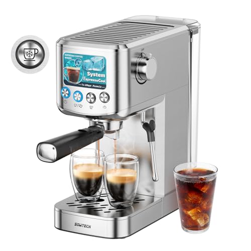 Espresso Machine 20 Bar, Compact Espresso Maker with Milk Frother, Stainless Steel Coffee Machine with 42 oz Water Tank for Cappuccino