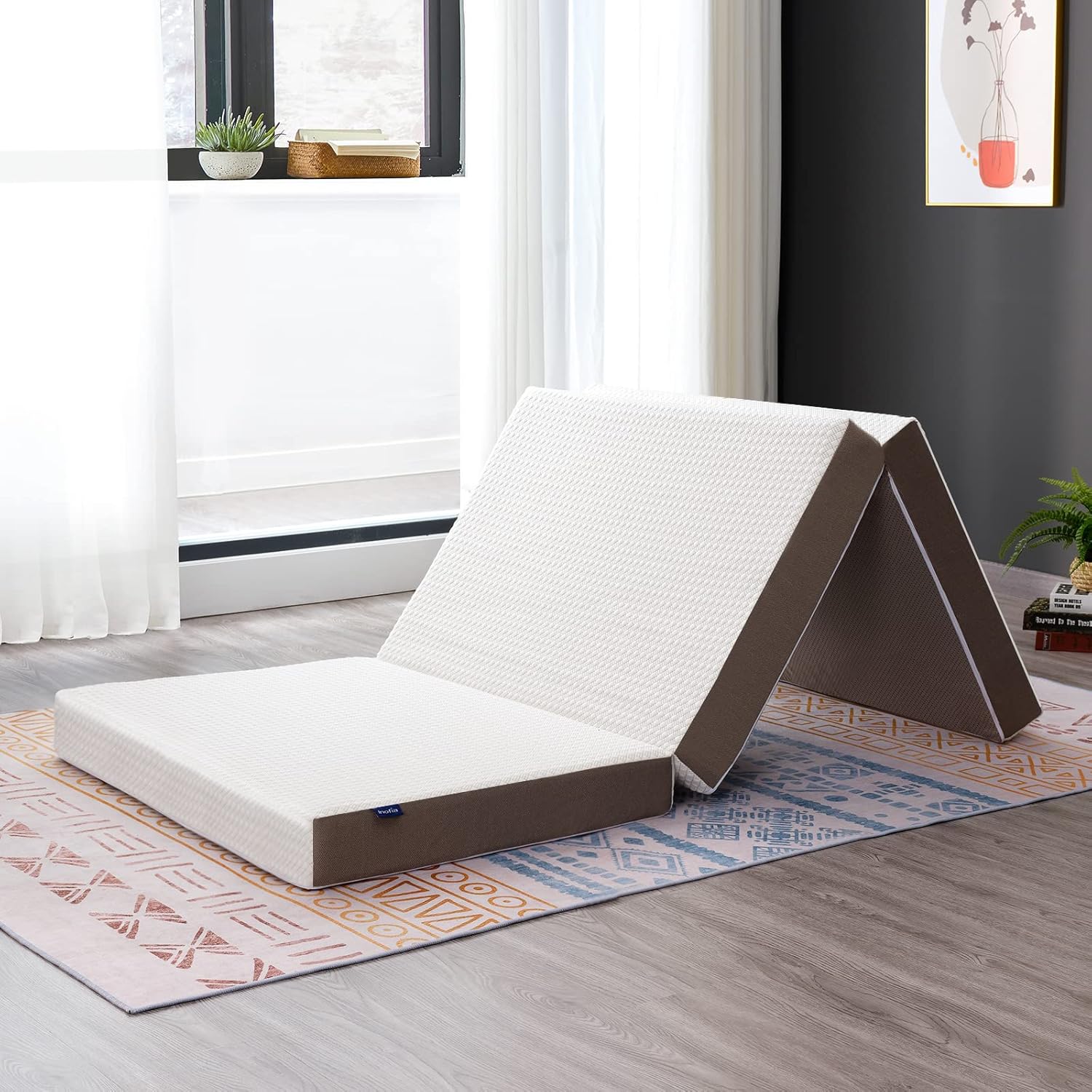 Folding Mattress Full, Inofia 4 Inch Tri-fold Memory Foam Mattress,Portable Floor Mattress for Guest Room