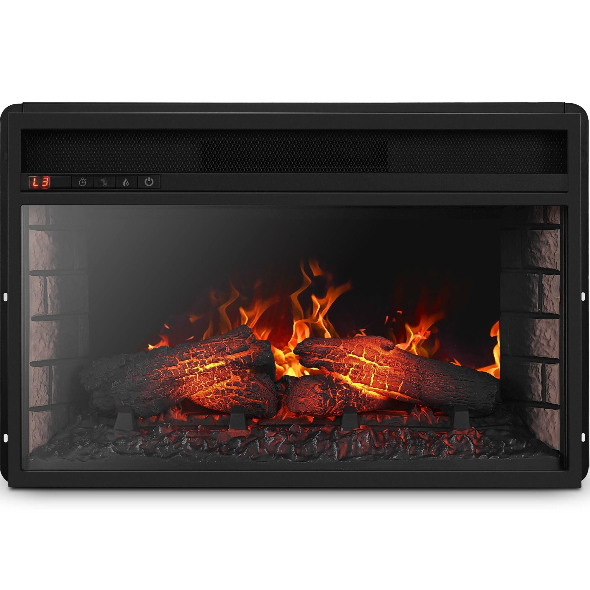 della 26x22 Infrared Fireplace Insert Stove with Glass View and Remote Control Timer Settings, Black