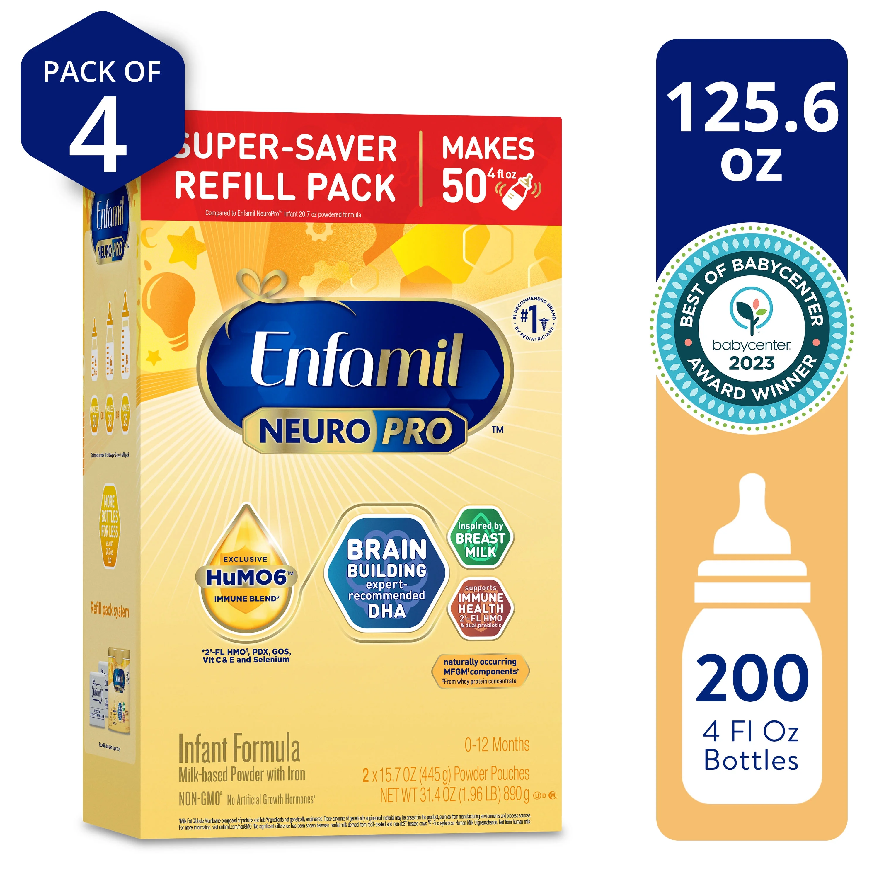 Enfamil NeuroPro Baby Formula, Milk-Based Infant Nutrition, MFGM* 5-Year Benefit, Expert-Recommended Brain-Building Omega-3 DHA