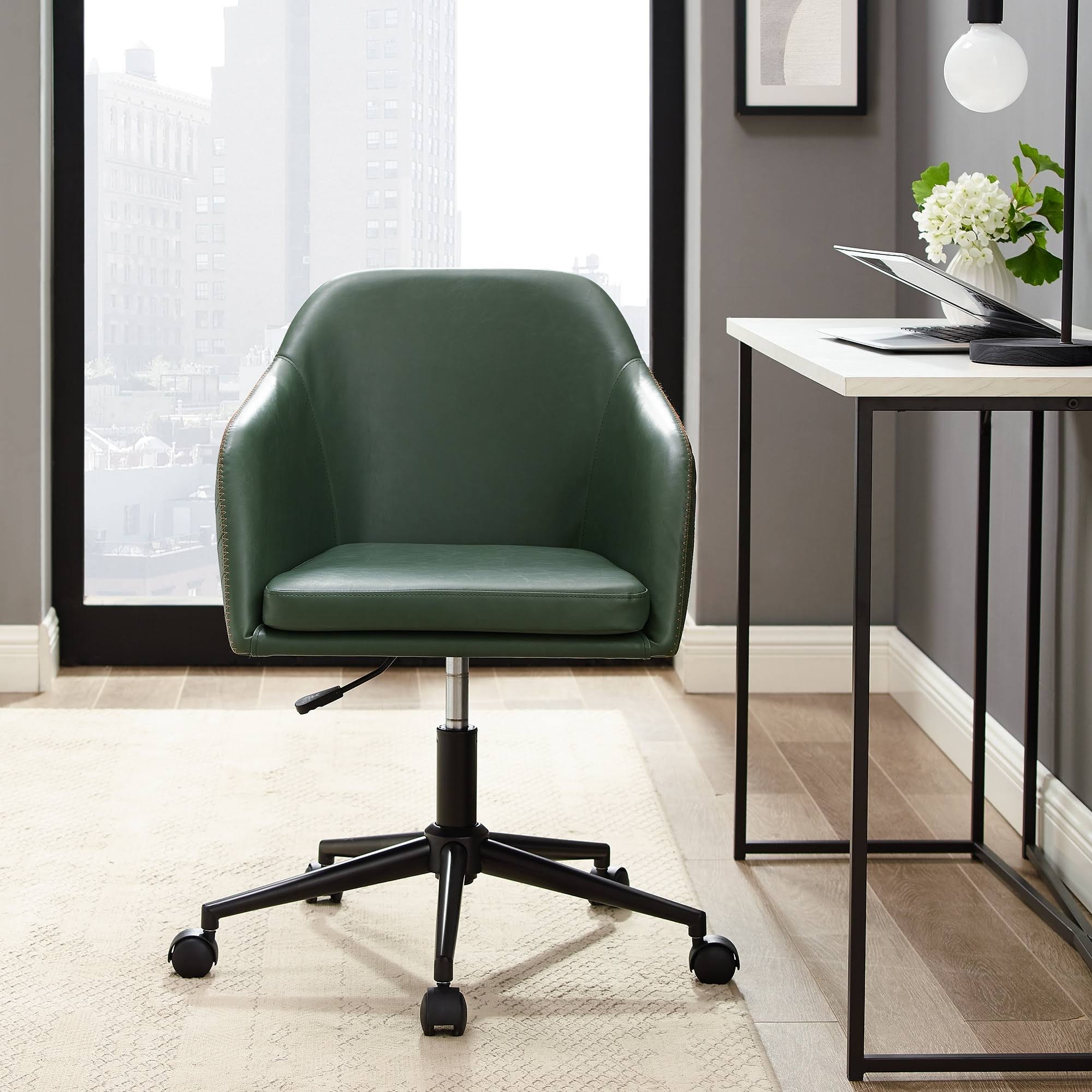 Carson Carrington Quilted Upholstered Swivel Office Chair - Green