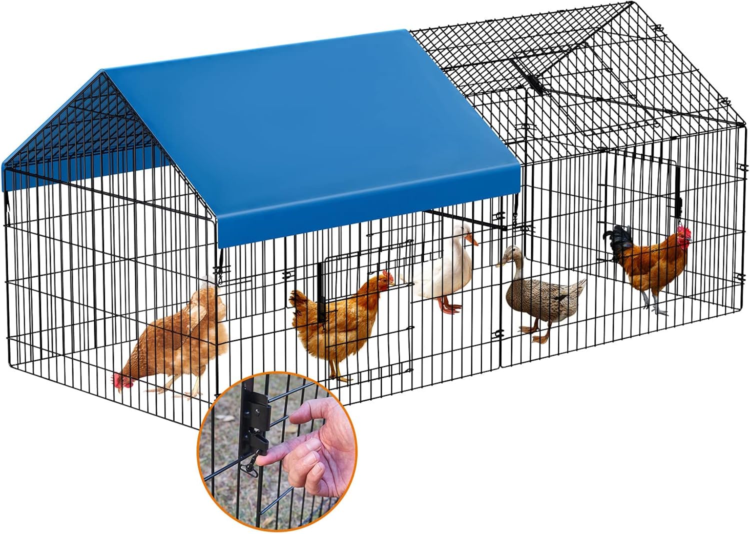 Metal Chicken Coop 86"×40"×39" Chicken Runs for Yard with Cover Chicken Playpen Enclosure Chicken Pen Kennel Duck CoopCage for Outdoor Backyard Farm