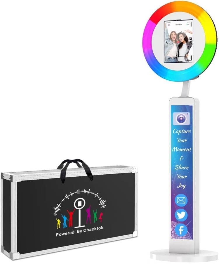 iPad Photo Booth for 10.2in 10.9in 11in 12.9in Ipad, Portable Photo Booth with RGB Music Sync, Software APP, Remote Control, Ring Light