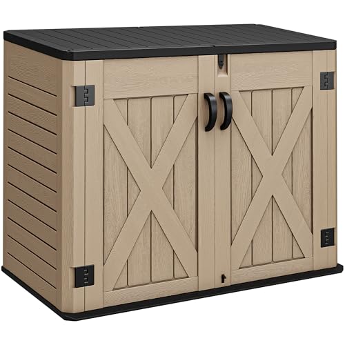 YITAHOME Outdoor Horizontal Storage Sheds w/o Shelf, Weather Resistant Resin Tool Shed, Multi-Opening Door for Storage of Bike, Trash Cans