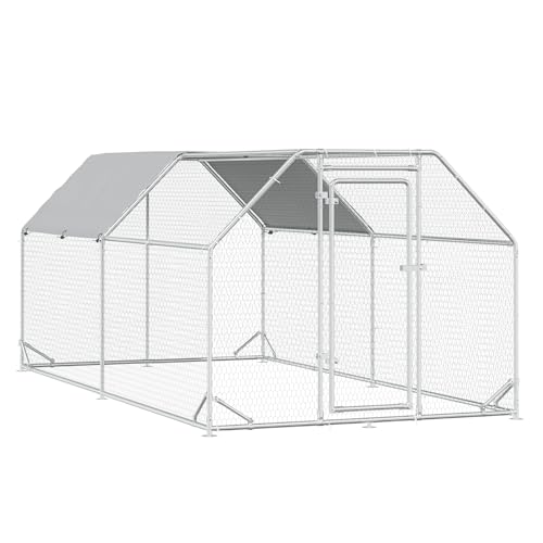 BOSSIN Bold Chicken Coop Run Large Metal Chicken Pen Outdoor, Poultry Cage Flat Shape Coop, Heavy Duty Walkin Waterproof