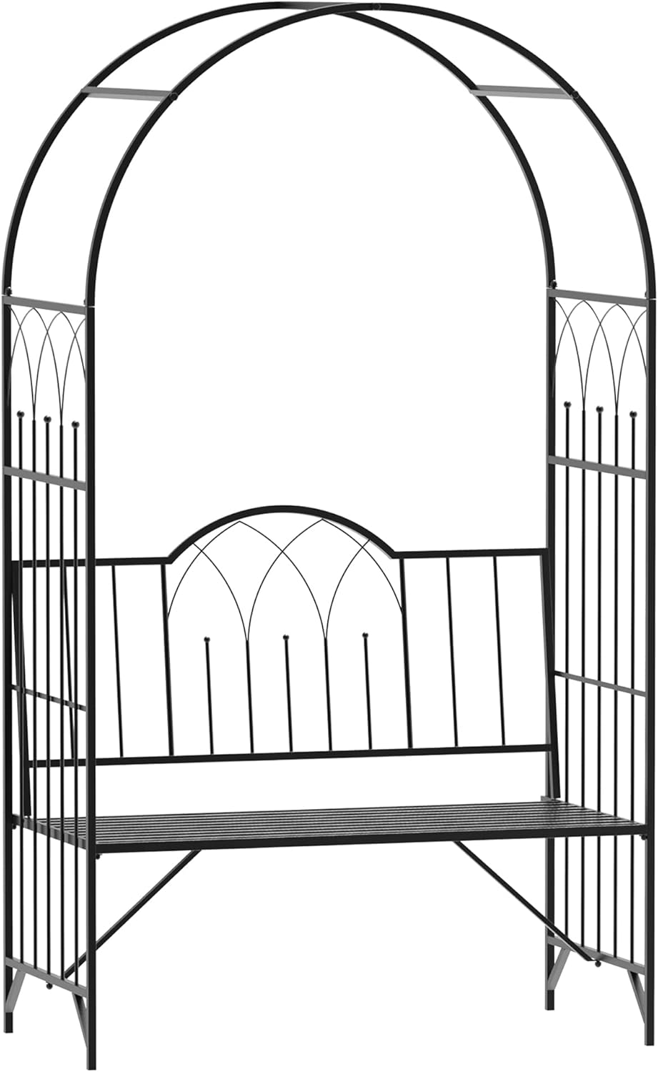 Outsunny Metal Trellis Arbor Arch for Climbing Plants with Garden Bench, Grow Grapes & Vines