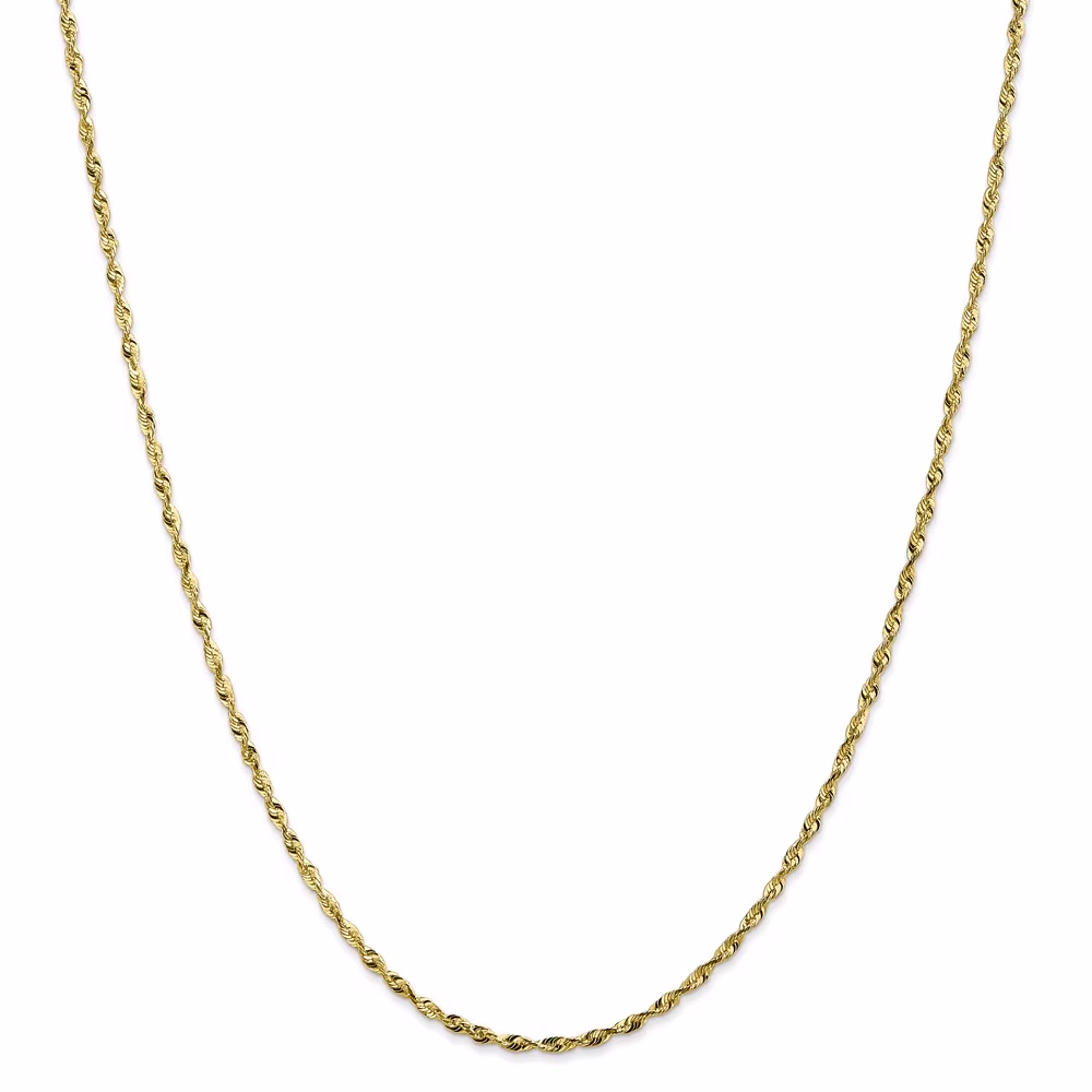 Leslie's Real 10kt Yellow Gold 1.8mm Diamond-Cut Lightweight Rope Chain; 16 inch; for Adults and Teens; for Women and Men