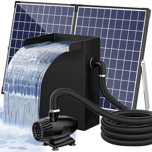 POPOSOAP 24 Inch Pond Waterfall Spillway with 1200GPH Pump, 304 Stainless Steel Waterfall Kit with 9.8FT Corrugated Tube