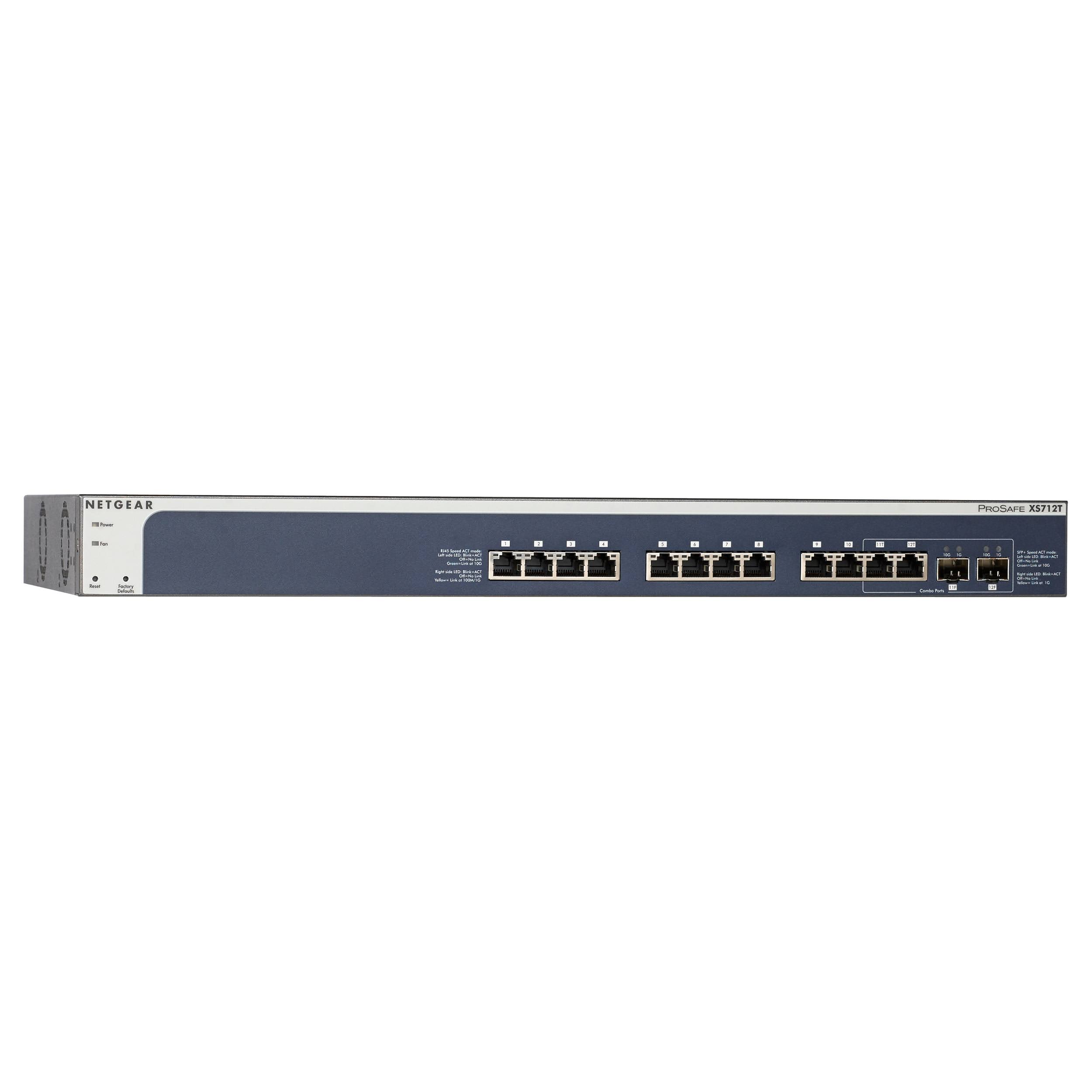 NETGEAR XS712T 10GBase-T Gigabit Smart Managed L2 Switch - 12 10GBase-T Ports u0026 2 Shared 10 Gigabit SFP+ Ports