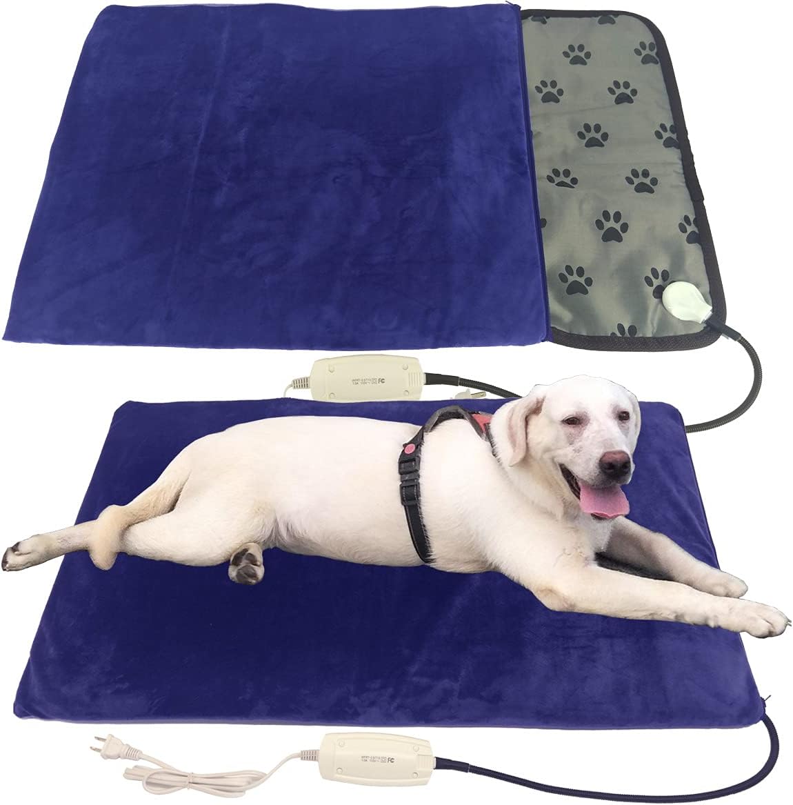 Pet Heating pad Large Heated Dog Bed Cat Heating pad 34" x 21" with Soft Washable Cover Indoor Electric Dog Heating pad Waterproof Heated Dog House