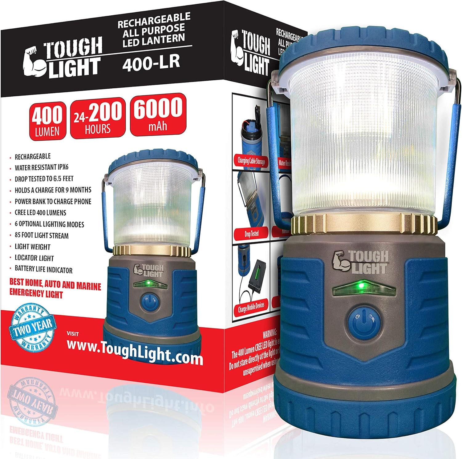 Tough Light LED Rechargeable Lantern - 200 Hours of Light from a Single Charge