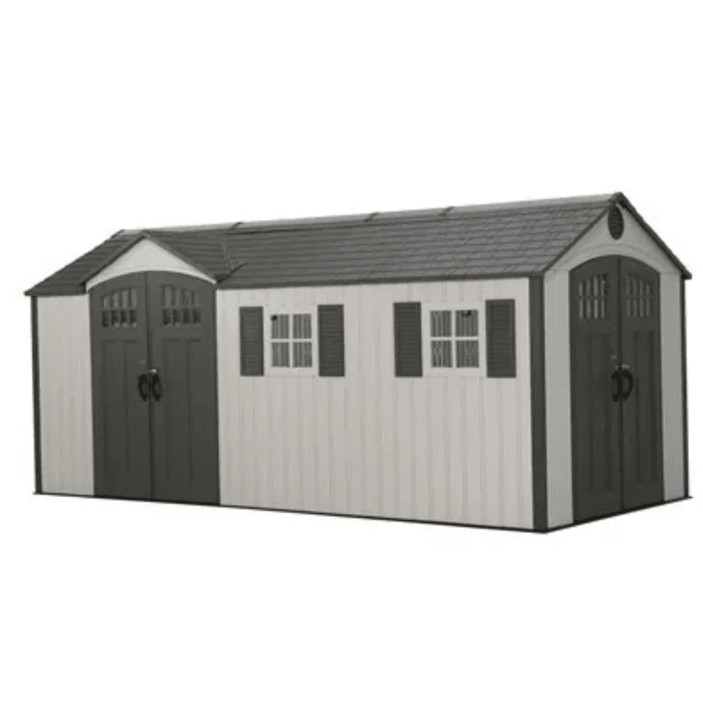 Lifetime 8 ft x 17.5 ft Outdoor Storage Shed Dual Entry, Tan