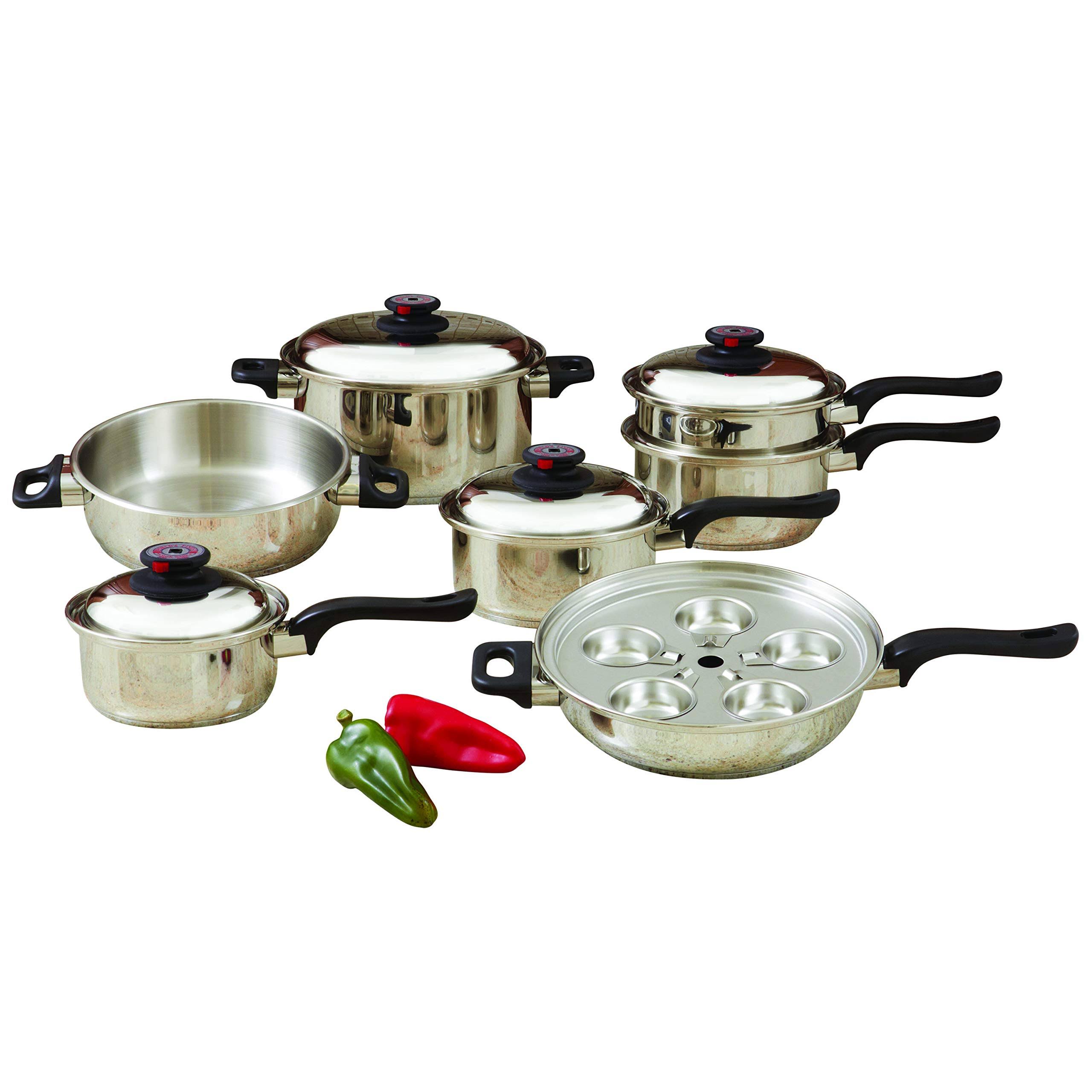 Maxam World&s Finest 7-Ply Steam Control Stainless Steel Cookware (17 Piece Set)