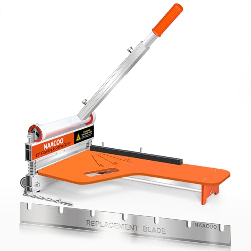 Heavy Duty Laminate/Vinyl Floor Cutter, NAACOO 13” Vinyl Plank Cutter with Wheel – Just 1 Step Meet Angle&Length Cutting, Flooring Tools