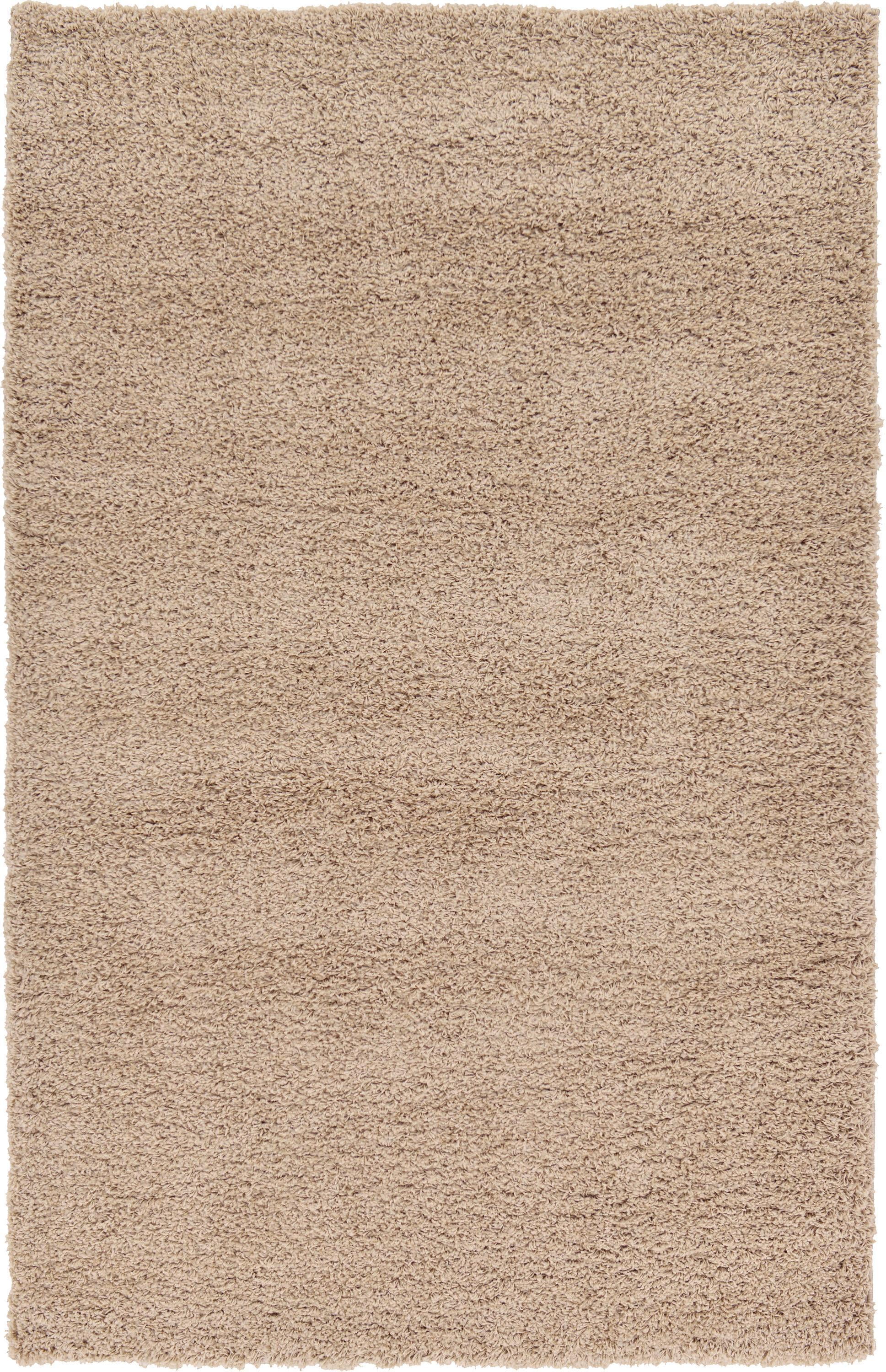 Unique Loom Solid Shag Rug Taupe 5' 3" x 8' Rectangle Solid Modern Perfect For Living Room Bed Room Dining Room Office