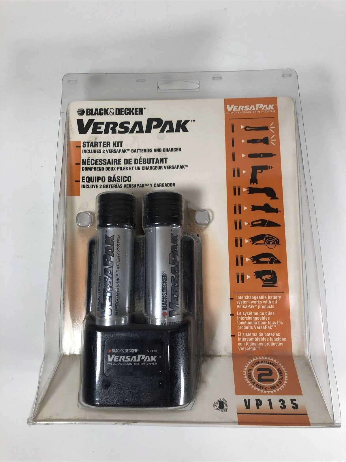New Black u0026 Decker Versapak VP135 Starter Kit Charger u0026 Two 3.6-Volt Batteries