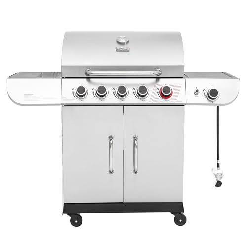 Royal Gourmet SG5002 5 Burner Propane Gas Grill with Side Burner & Sear Burner, Stainless Steel Gas Grill with 61