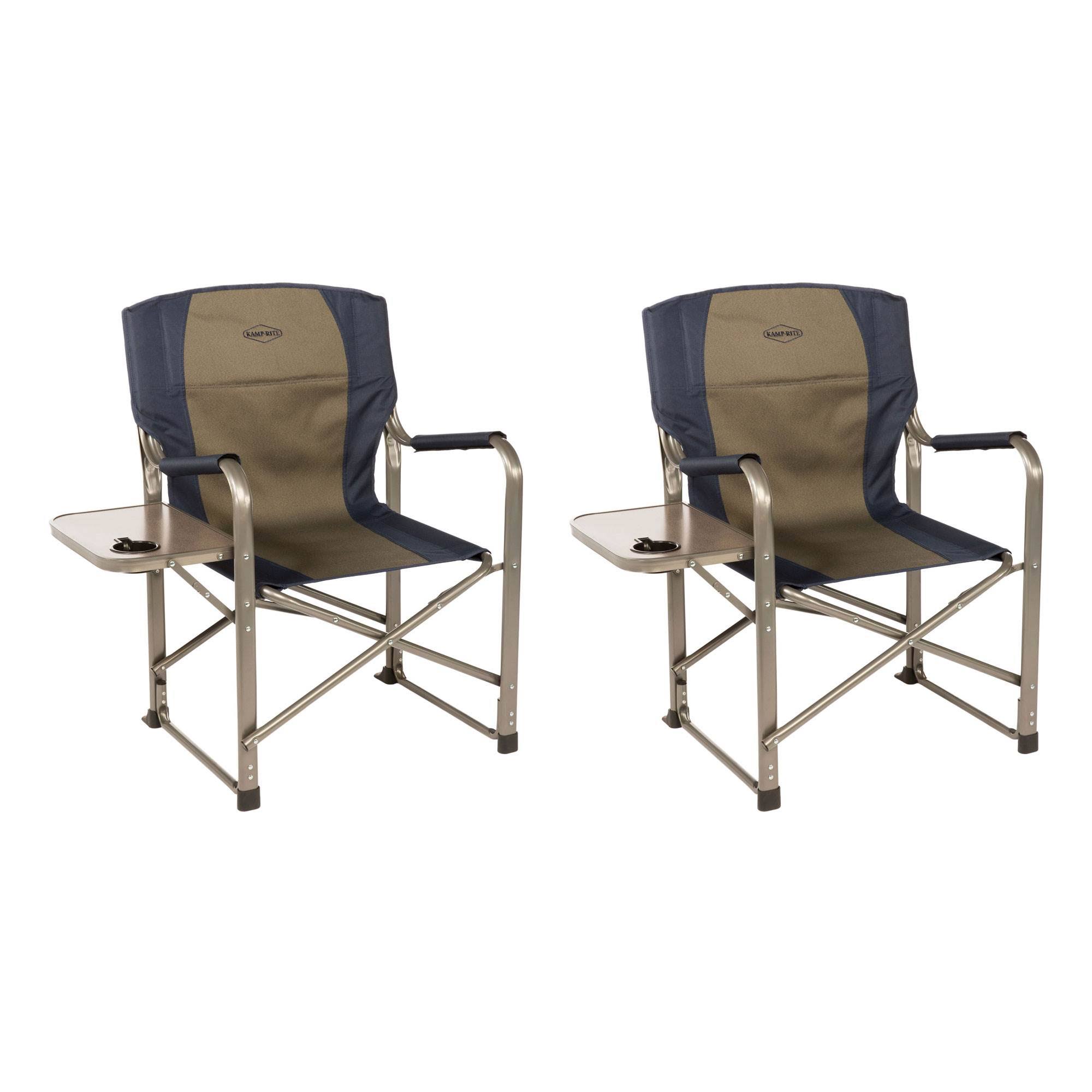 Kamp-Rite CC105 Tailgating Camp Folding Directors Chair with Side Table (2 Pack)