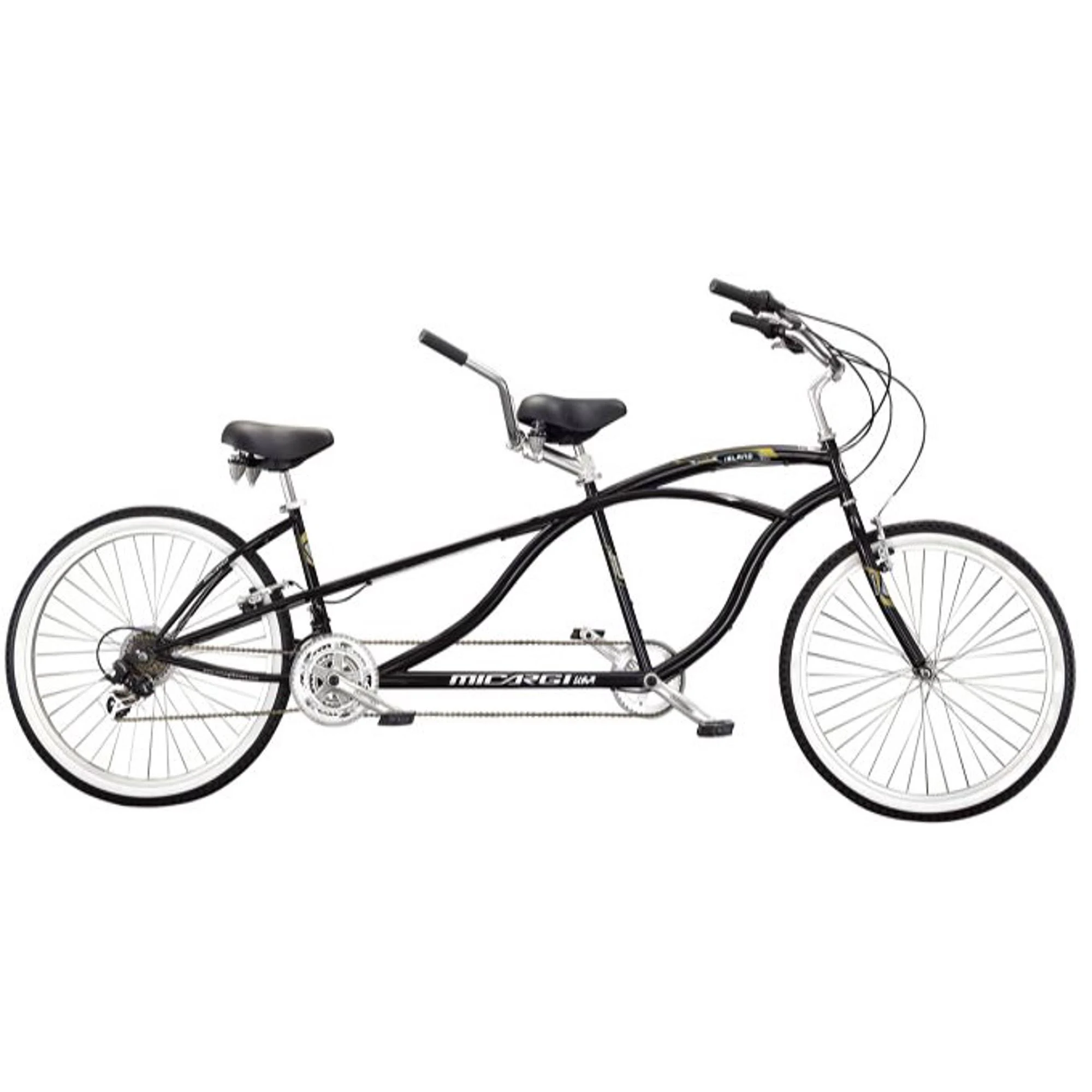 Micargi Island 18 Speed Tandem Bike, Black - 26x22 Beach Cruiser Style