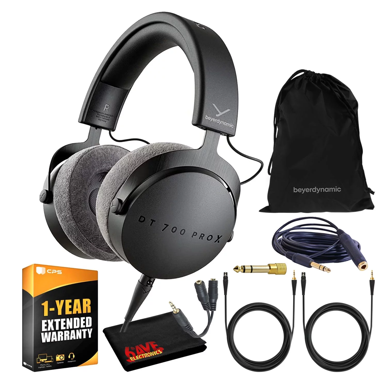 Beyerdynamic DT 700 Pro X Closed-Back Studio Headphones Bundle with Detachable Cable, Headphone Splitter, Extension Cable