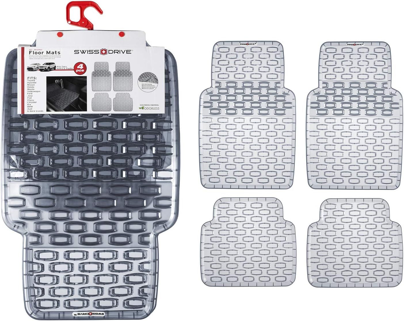 Swiss Drive Rubber Car Mats 4 pcs Shield Car Floor Mats Rubber Front Rear PVC Rubber Floor Mats for Cars SUV Van Truck – All-Weather Protection Mats