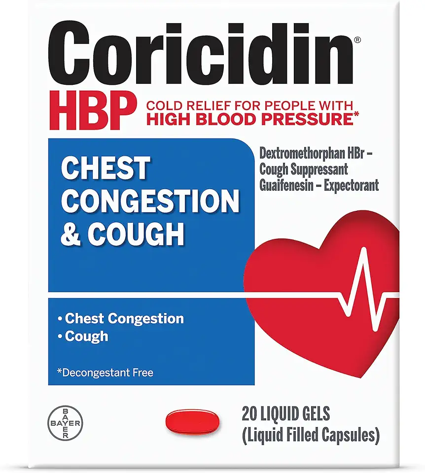 Coricidin HBP Chest Congestion & Cough Liqui-Gels 20 ea (Pack of 4) - Kansas Nuitrition - HNZSDS