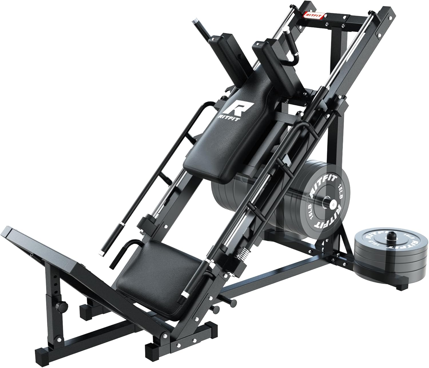 RitFit Leg Press Hack Squat Machine, Professional Adjustable Leg Press Machine for Home Gym with Linear Bearing