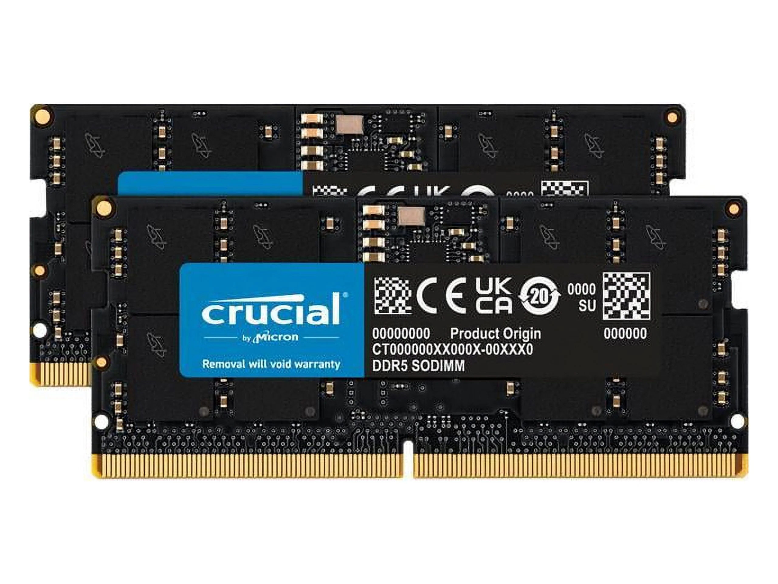 Crucial 64GB (2 x 32GB) DDR5 SDRAM Memory Kit - For Notebook - 64 GB (2 x 32GB) - DDR5-4800/PC5-38400 DDR5 SDRAM - 4800 MHz Dual-rank Memory - CL40