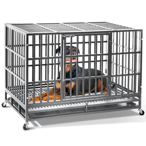 Oranland 48 inch Heavy Duty Indestructible Dog Crate,2025 New Upgraded Reinforced Baseplate for Large Dogs