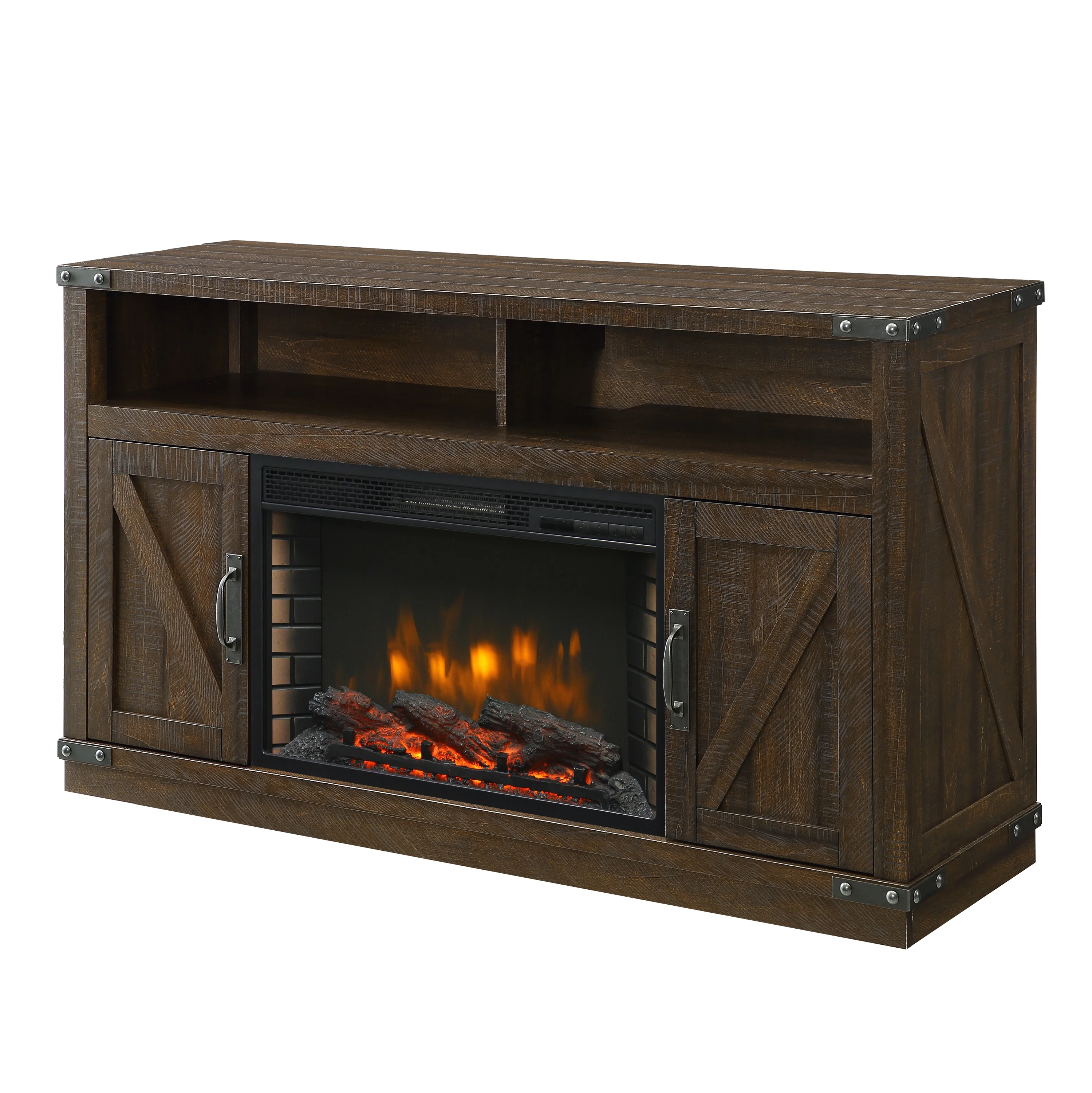 Muskoka Aberfoyle 53 in. Freestanding Wood Media Electric Fireplace Rustic Brown