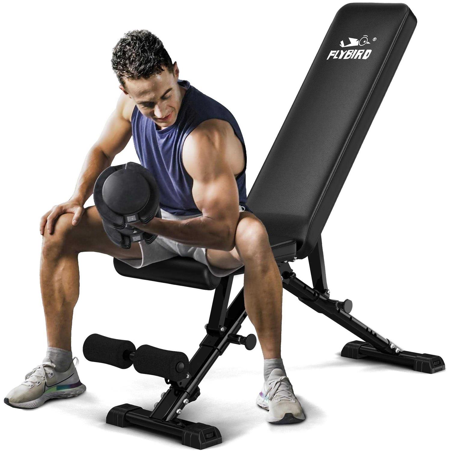 Flybird Weight Bench Adjustable Strength Training Bench for Full Body Workout with Fast Folding-New Version - Sports Supplies Online Store