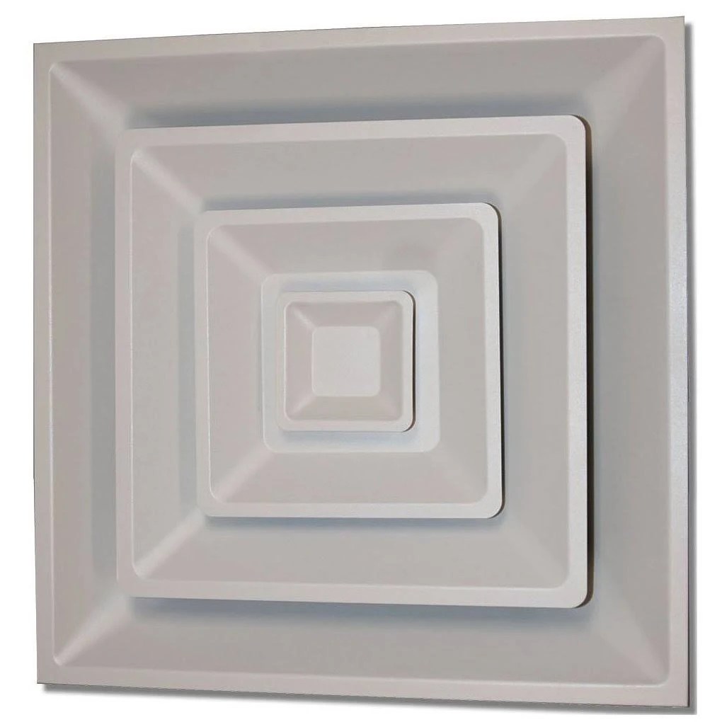 Speedi-Grille TB-3HC 08 24-inch x 24-inch White Drop Ceiling T-Bar 3 Cone Air Vent Register with 8-Inch Collar