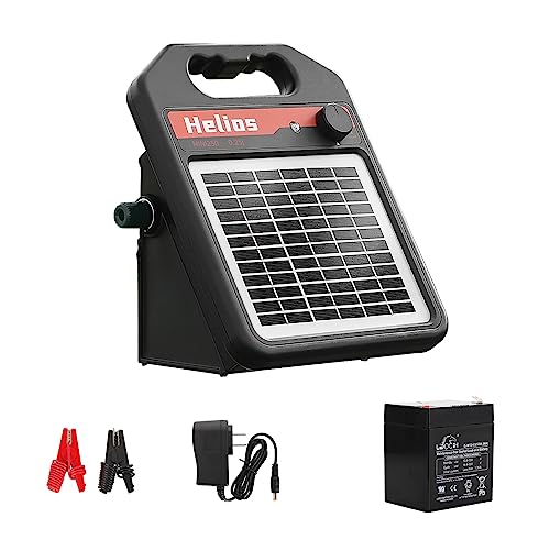 MINI250 15 Miles Solar Electric Fence Charger, 0.25 Joule Solar Fence Charger for Livestock, Pigs, Horses, Cattle Sheep
