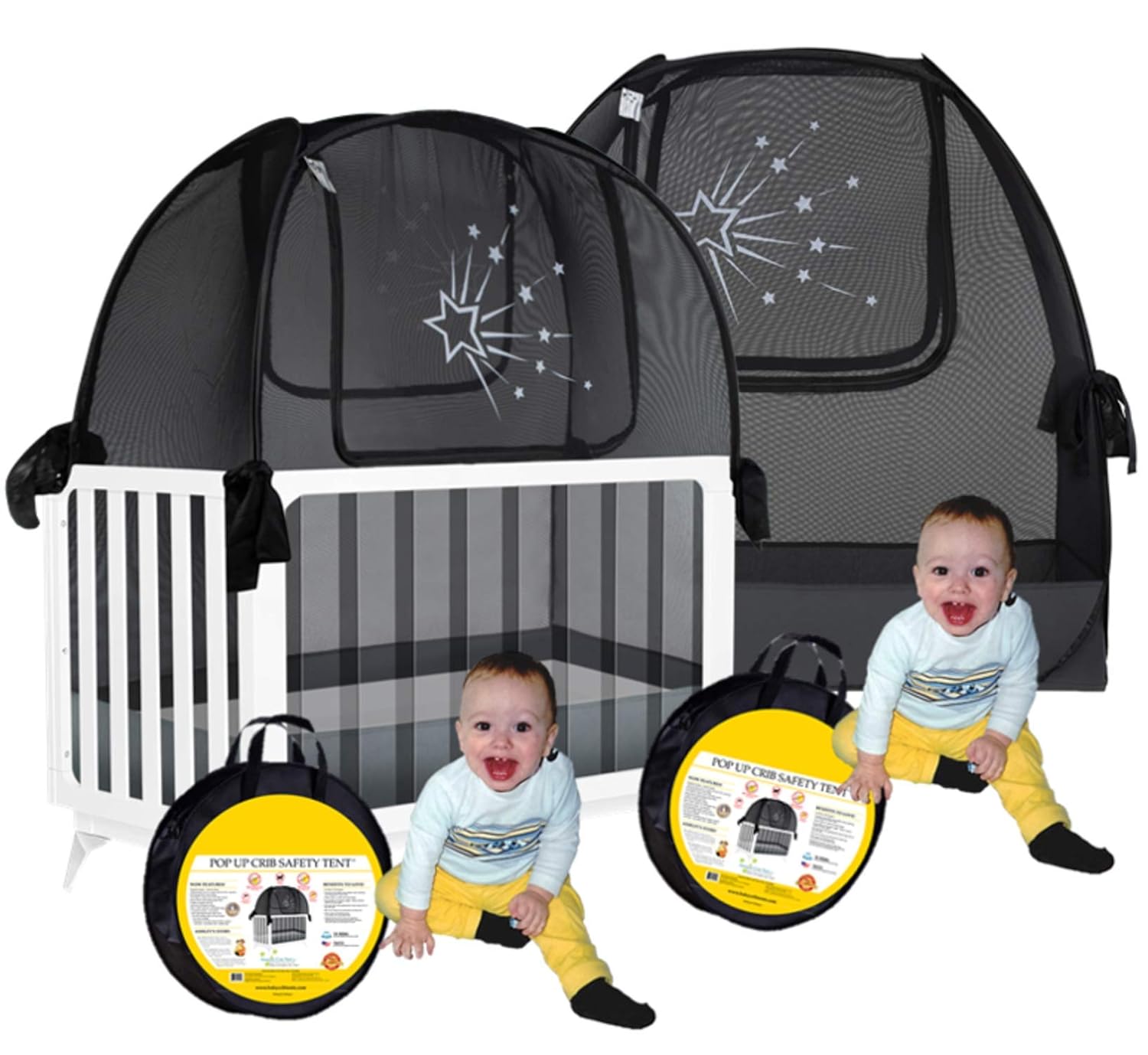 Aussie Cot Net - Twin Pack 2 Popup Baby Crib Tents - Premium Net Cover Crib Tent to Keep Baby from Climbing Out - See Through Crib Netting