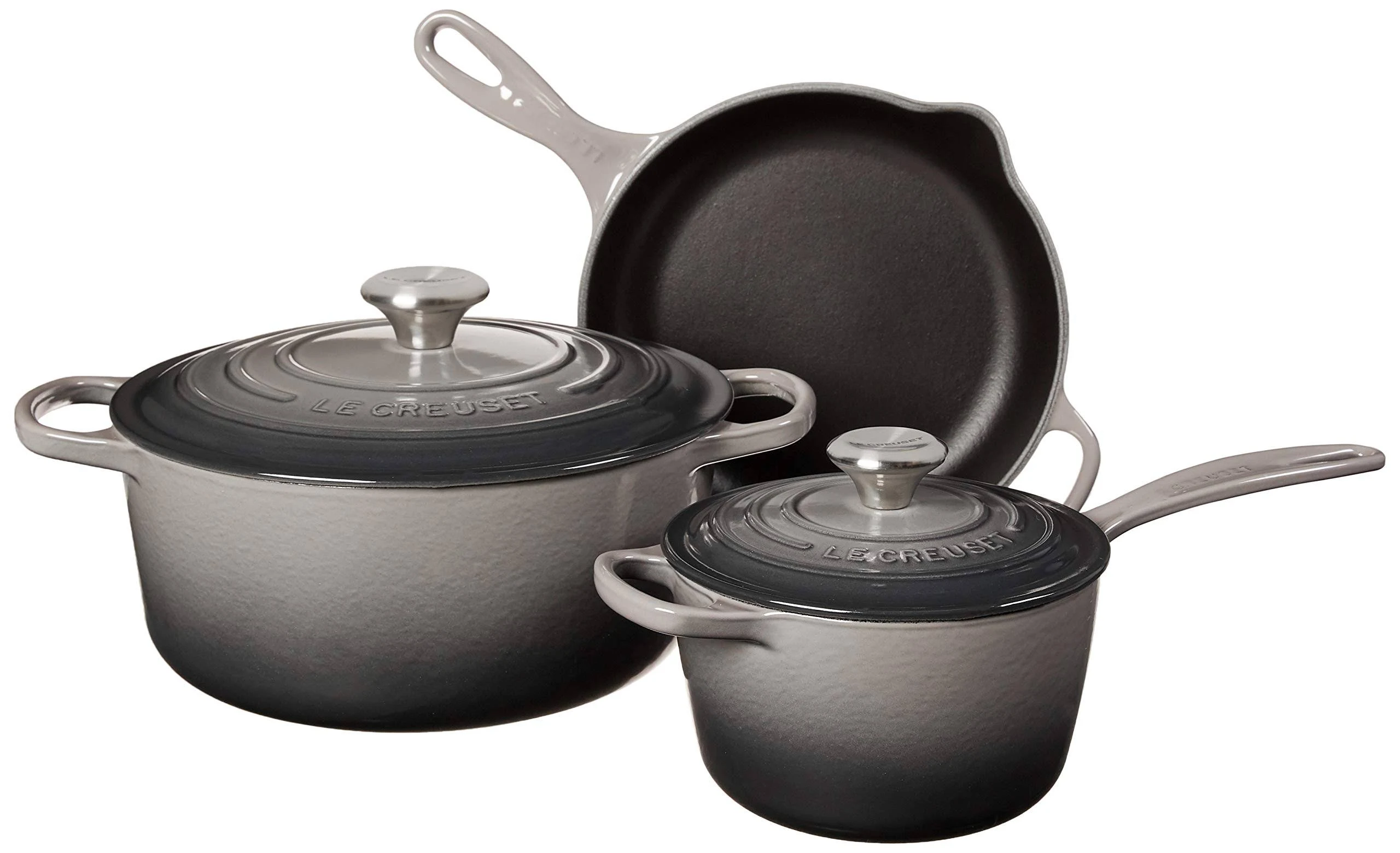 Le Creuset Cast Iron Cookware 5 Piece Signature Set (Oyster)